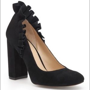 Botkier Vienna Ruffle Pump Black Suede Size 6